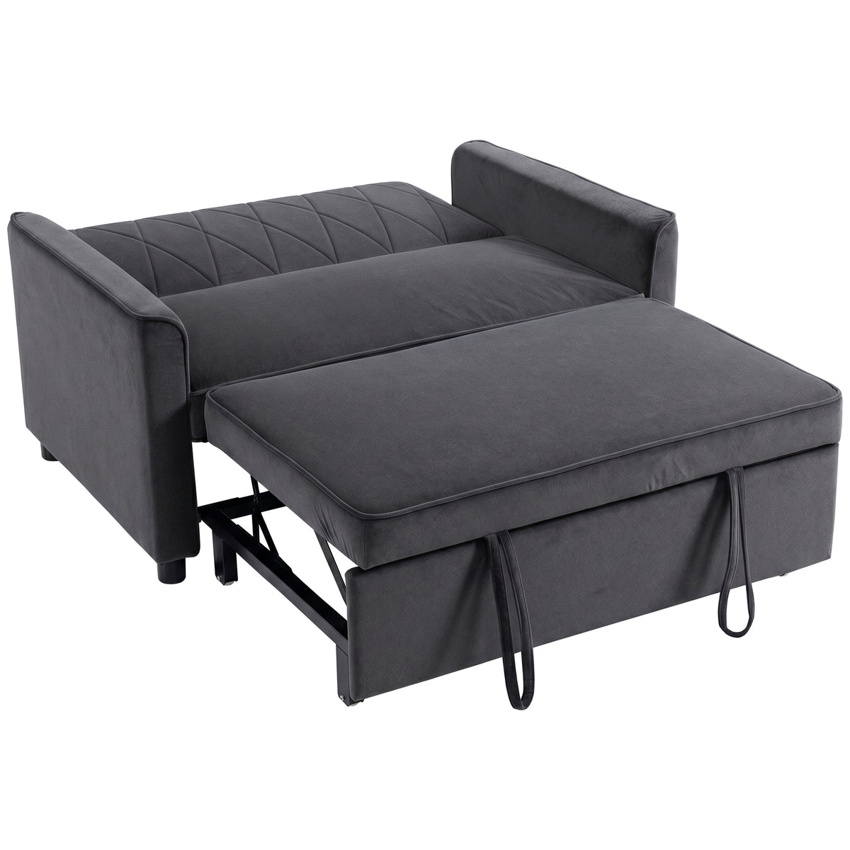 HOMCOM 2 Seater Sofa Bed, 3-in-1 Convertible Pull Out Sleeper with Click-Clack Backrest – Guest Bed, Dark Grey