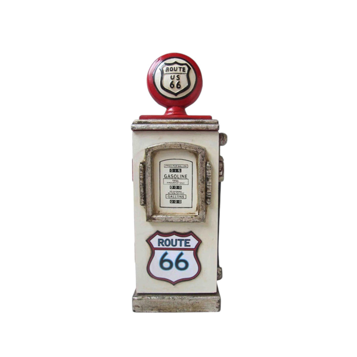 AcaciaHome Wooden Petrol Pump Key Box – Vintage Cream Storage for Keys, Freestanding or Wall Mounted