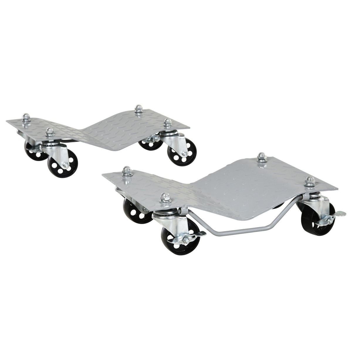 DURHAND Car Wheel Dollies with Lockable Swivel Casters, Set of 2, 680kg Capacity – Vehicle Moving Skates, Grey
