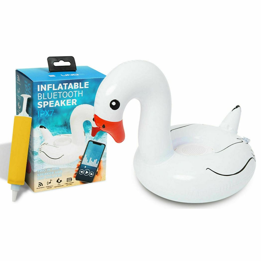 Soundz Waterproof Inflatable Flamingo Bluetooth Speaker – Floating Wireless Speaker for Bath & Pool, White