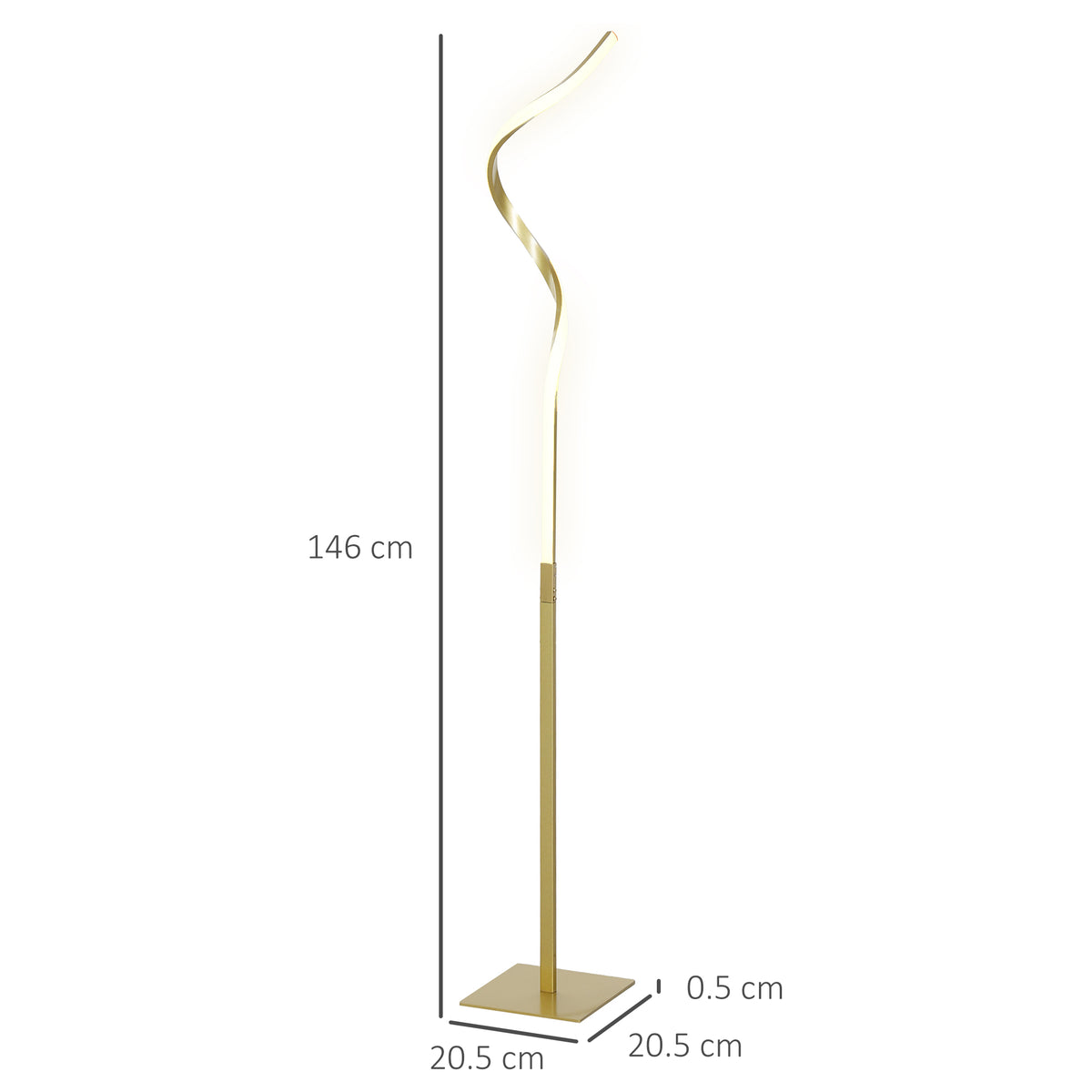 HOMCOM LED Floor Lamp, 3 Brightness Levels – Gold