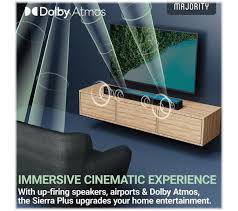 Majority Sierra Plus 2.1.2 Dolby Atmos Wireless Sound Bar with Subwoofer, HDMI ARC & Bluetooth – Black