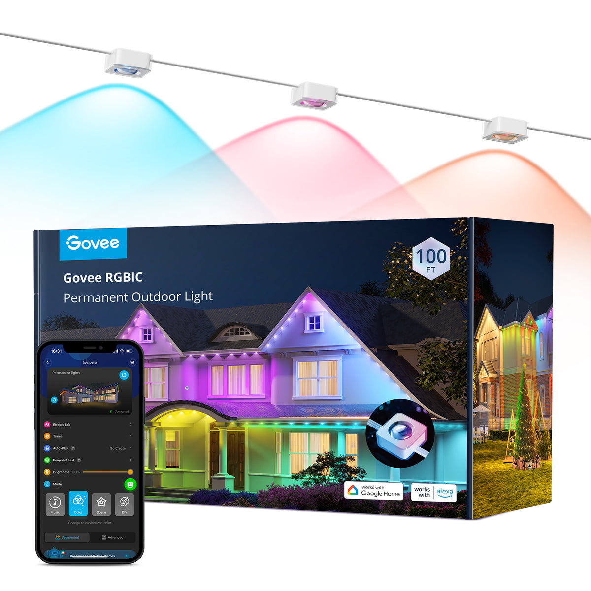 Govee RGBIC Permanent Outdoor Lights, 30m IP67 – Decorative Eaves, Fence & Corridor Lighting
