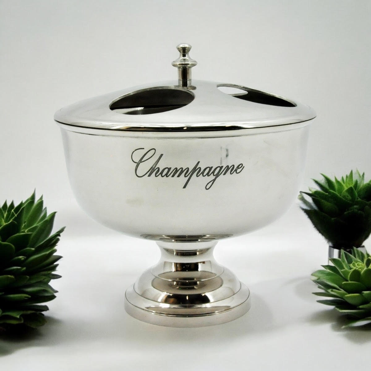 Vintage 32cm Silver Aluminium Ice Bucket with Side Handles – 4-Bottle Wine Cooler for Parties & Home Bars