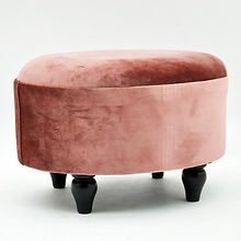 AcaciaHome Deluxe Oval Footstool with Solid Wood Frame & Removable Legs – Handmade Shabby Chic, Pink