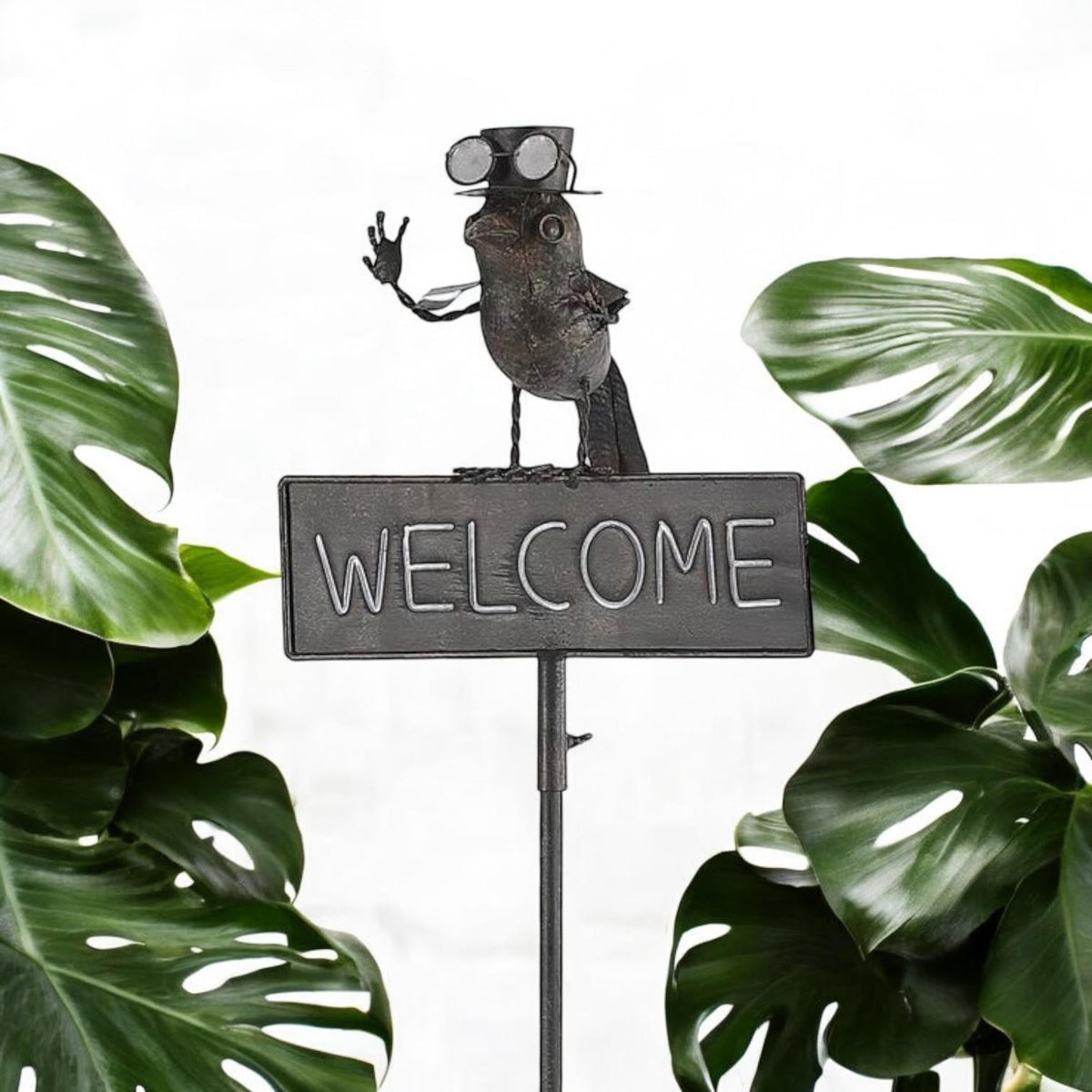 AcaciaHome 125cm Metal Owl Garden Stake with Welcome Sign – Whimsical Outdoor Art for Gardens & Porches