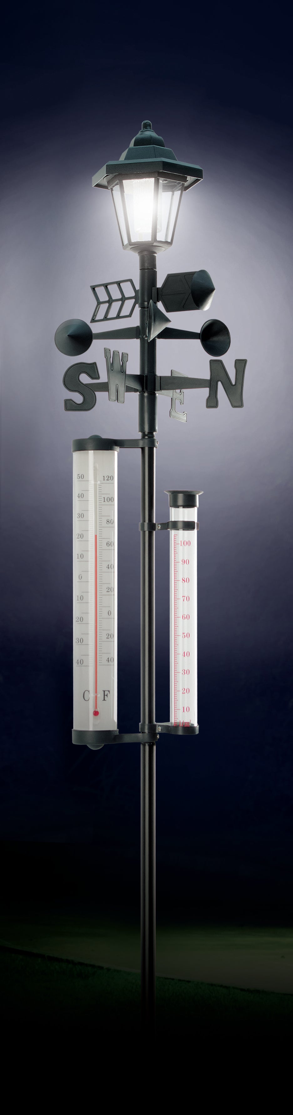 Avilo 5 in 1 Garden Weather Station with Solar Light – Sturdy All-in-One Outdoor Feature