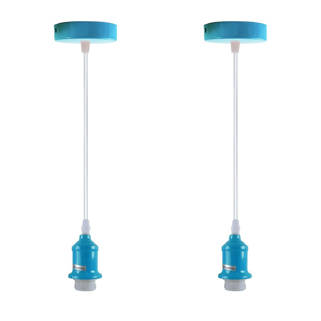 LEDSONE 2 Pack Industrial Pendant Light Fitting Set – E27 Lamp Holder with 95cm PVC Cable, Vintage Style