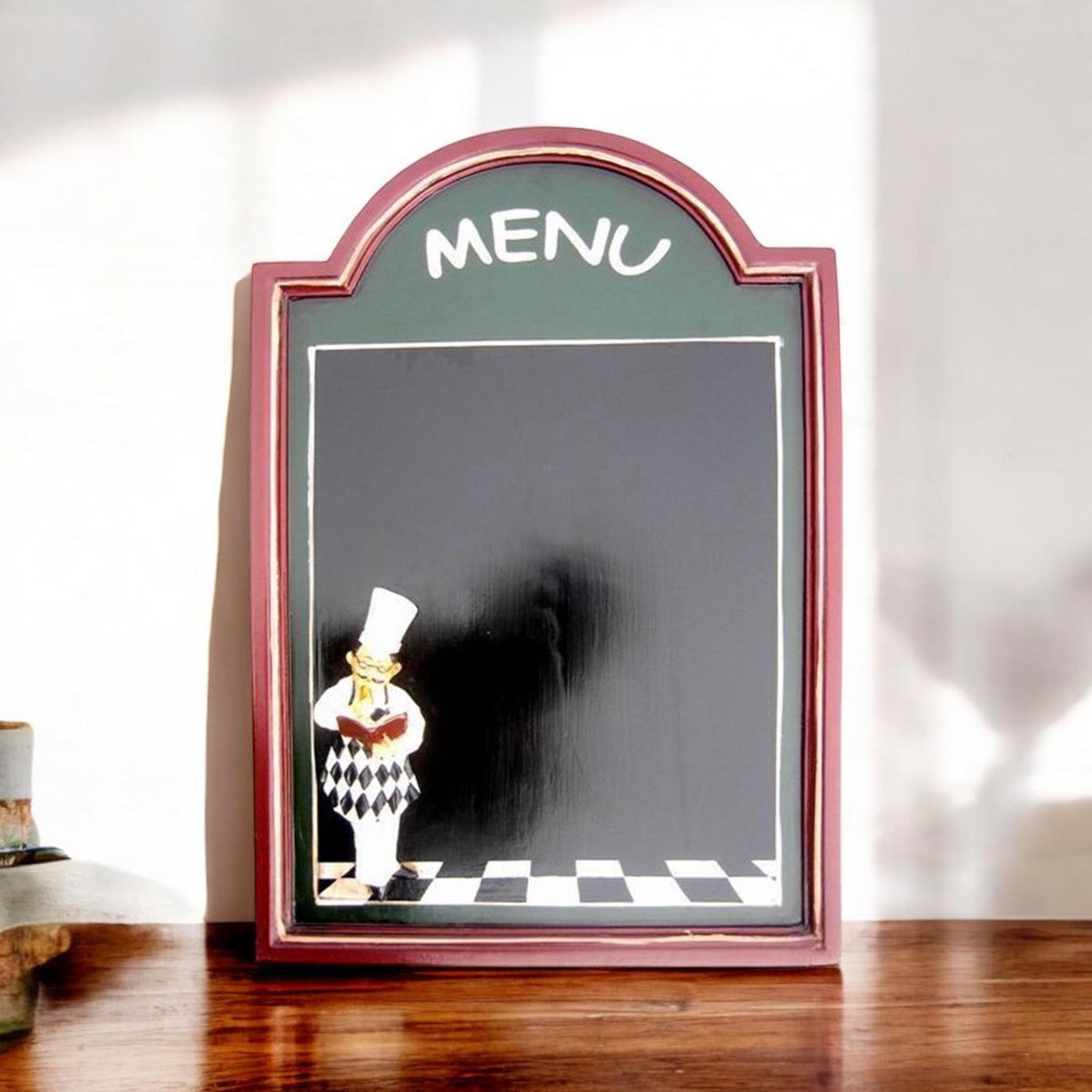 Wall-Mounted Chalkboard Memo Menu Board with Wooden Frame – Kitchen, Bistro & Restaurant, 60 x 40cm Square, Green