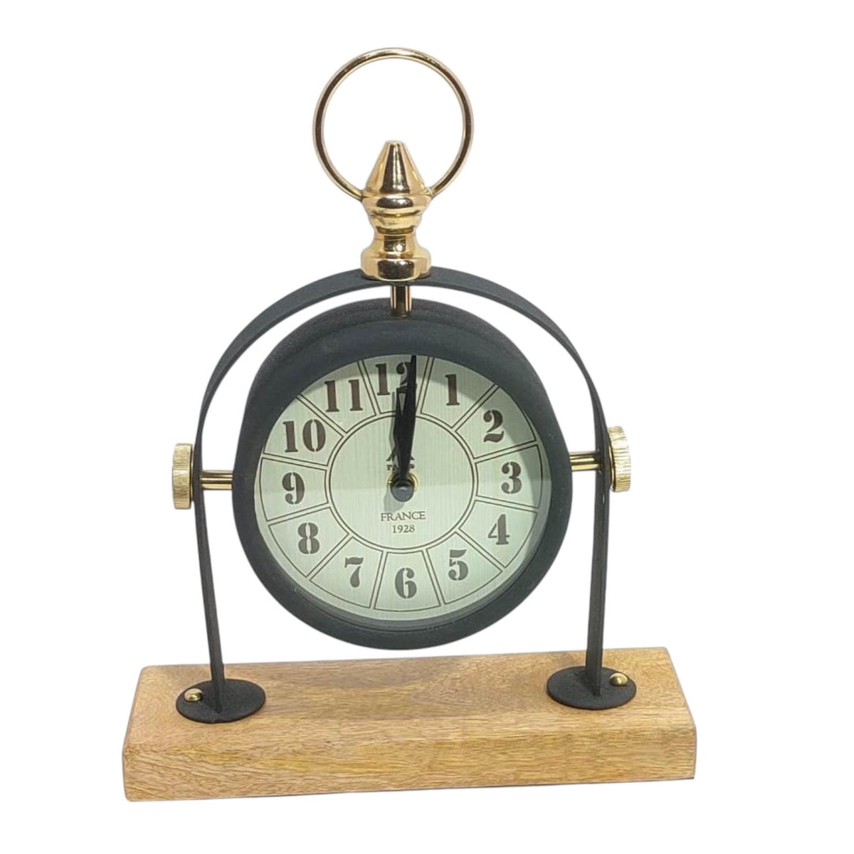 Silent Sweep Black Mantel Clock with Easy-to-Read Face – Quiet Tabletop Timepiece for Bedroom & Office