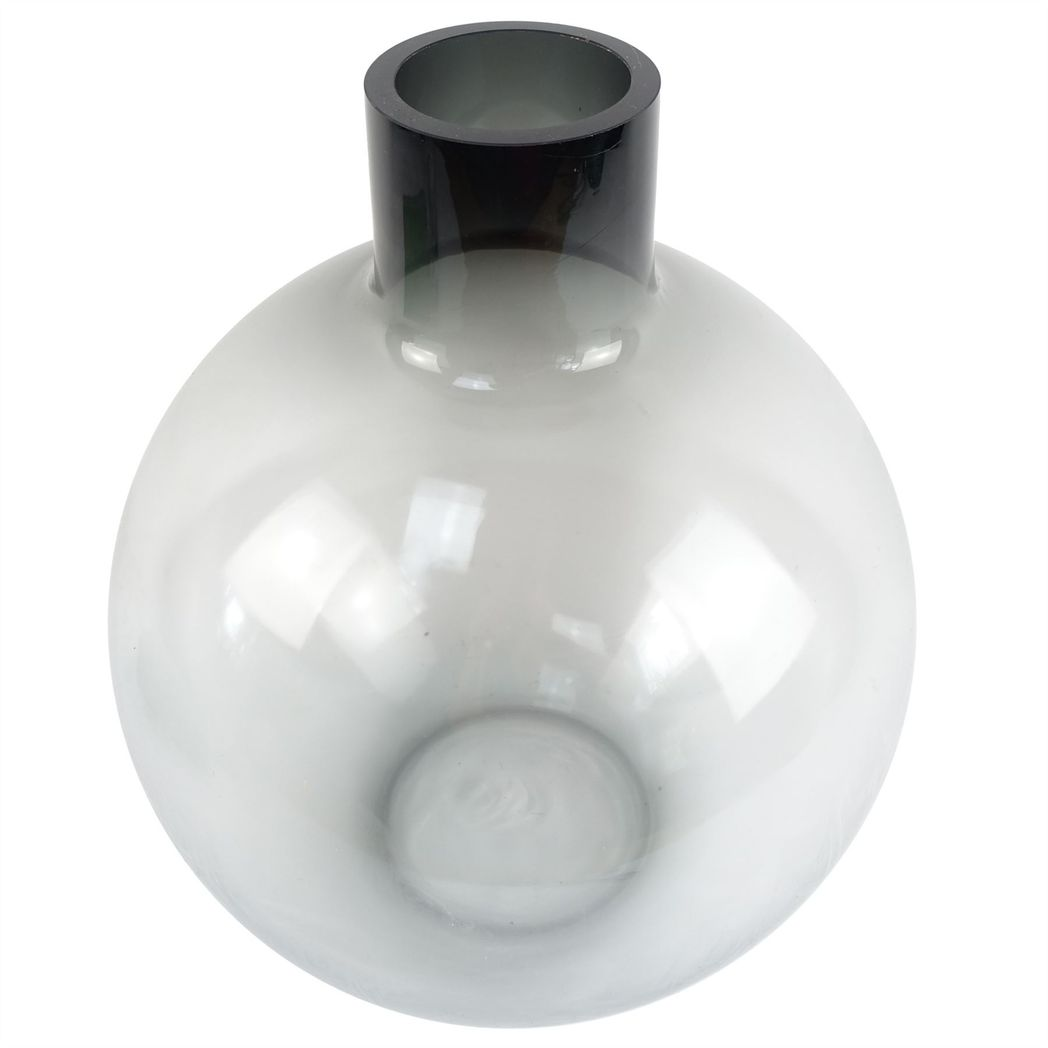 Leaf Oversized Glass Bottle Vase, 40cm Thick Hand-Finished Glass – Real or Artificial Flowers, Grey Smoke