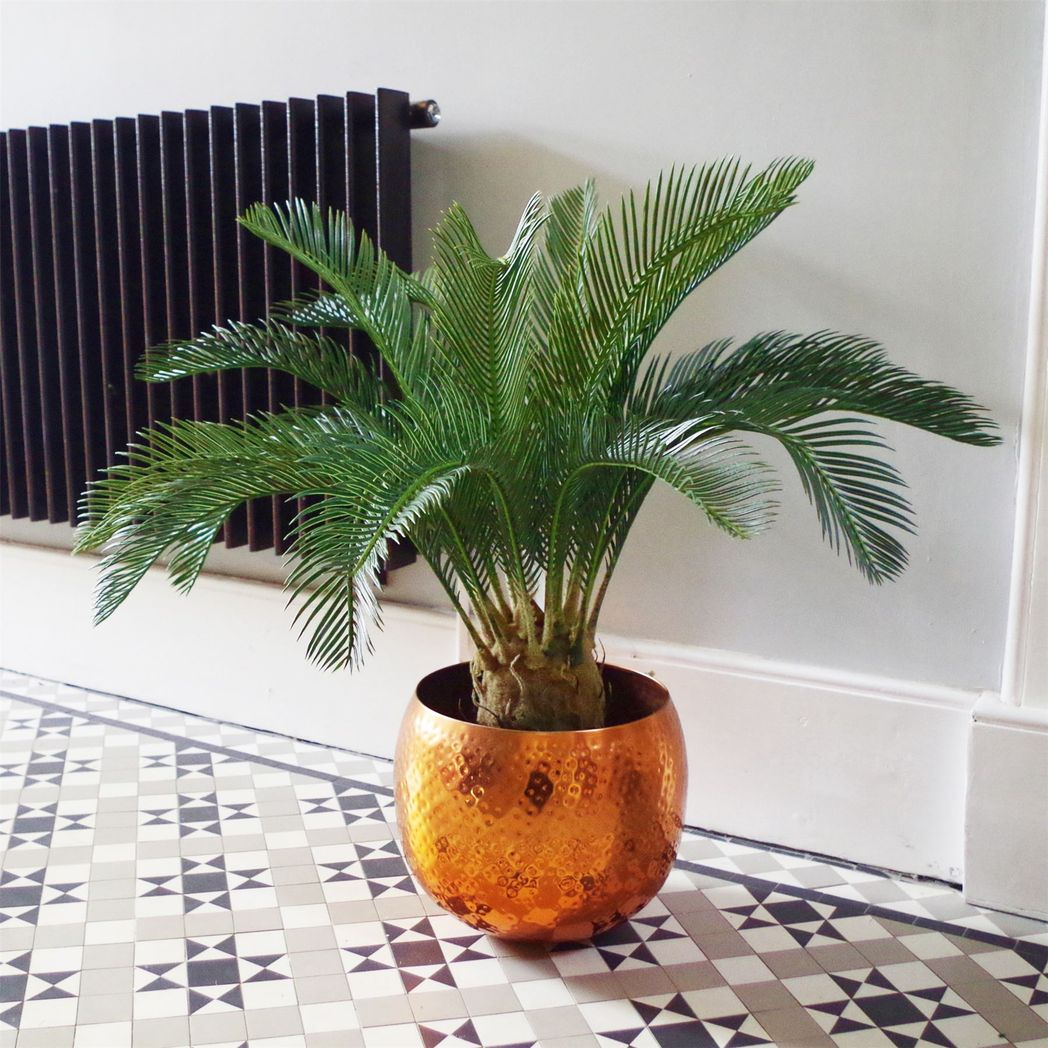 80cm Artificial Cycas Palm Plant – Tropical Tree for Home Decor, Green & Brown