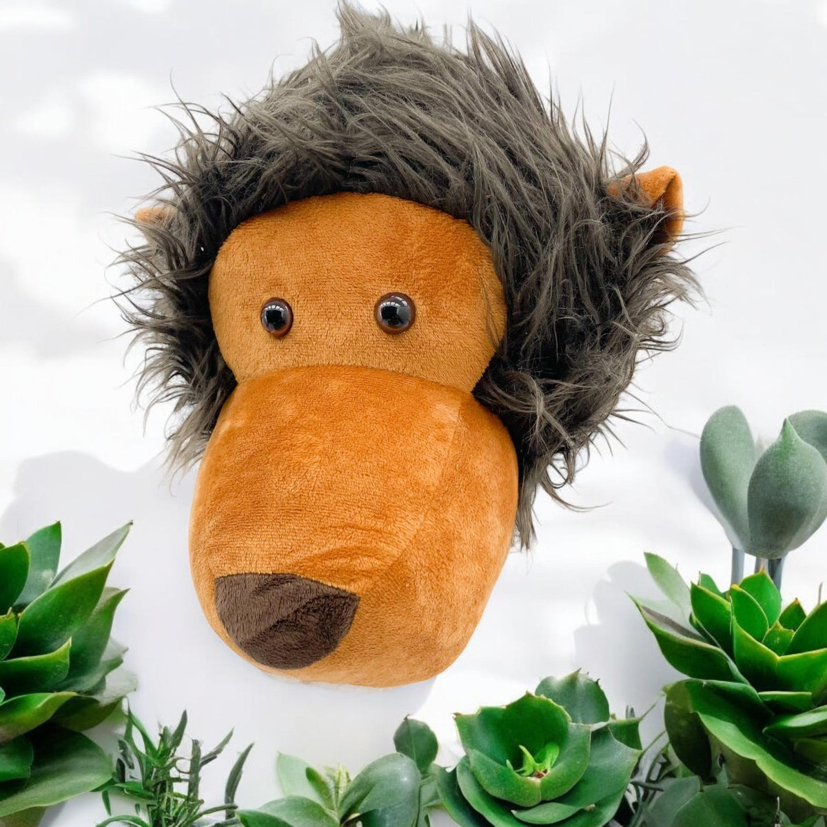 Plush Lion Head Wall Decoration – 3D Hanging Stuffed Ornament and Toy Gift for Kids' Rooms