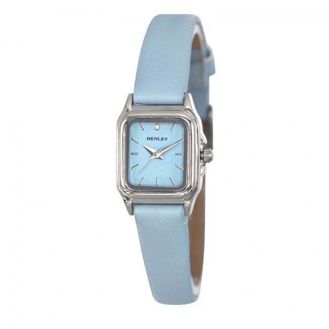 Henley Ladies Petite Rectangular Dial Watch – Blue Leather Strap
