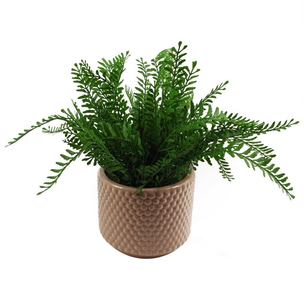 Dusty Pink Peach Raised Dots Ceramic Plant Pot, 15 x 15 x 12.5cm – Decorative Indoor Planter