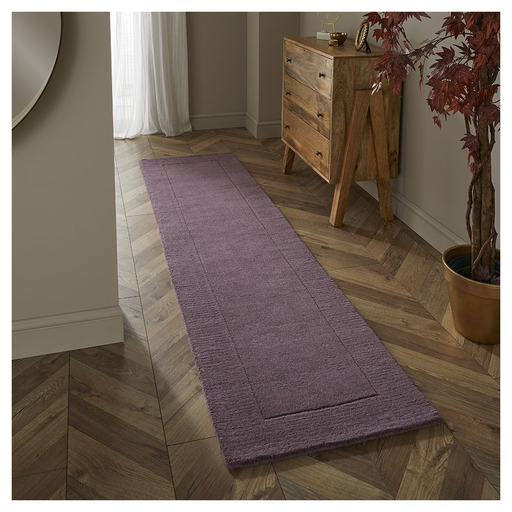 Esselle Home Esme Hand Carved Wool Runner, 60x230cm – Mayfair Collection, Mauve