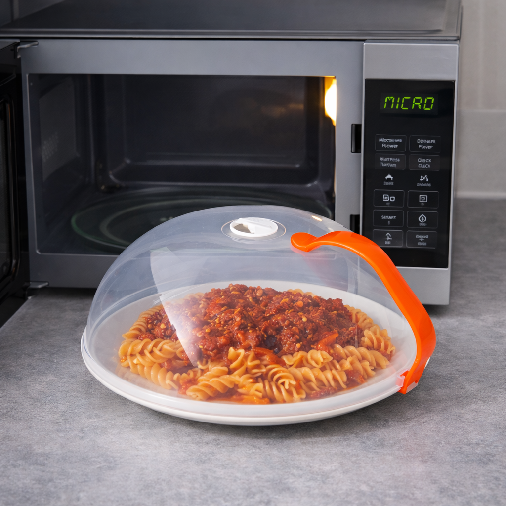 Avilo Microwave Splatter Guard in BPA-Free Polypropylene with Stem Vent and Handle – Clear View Food Cover