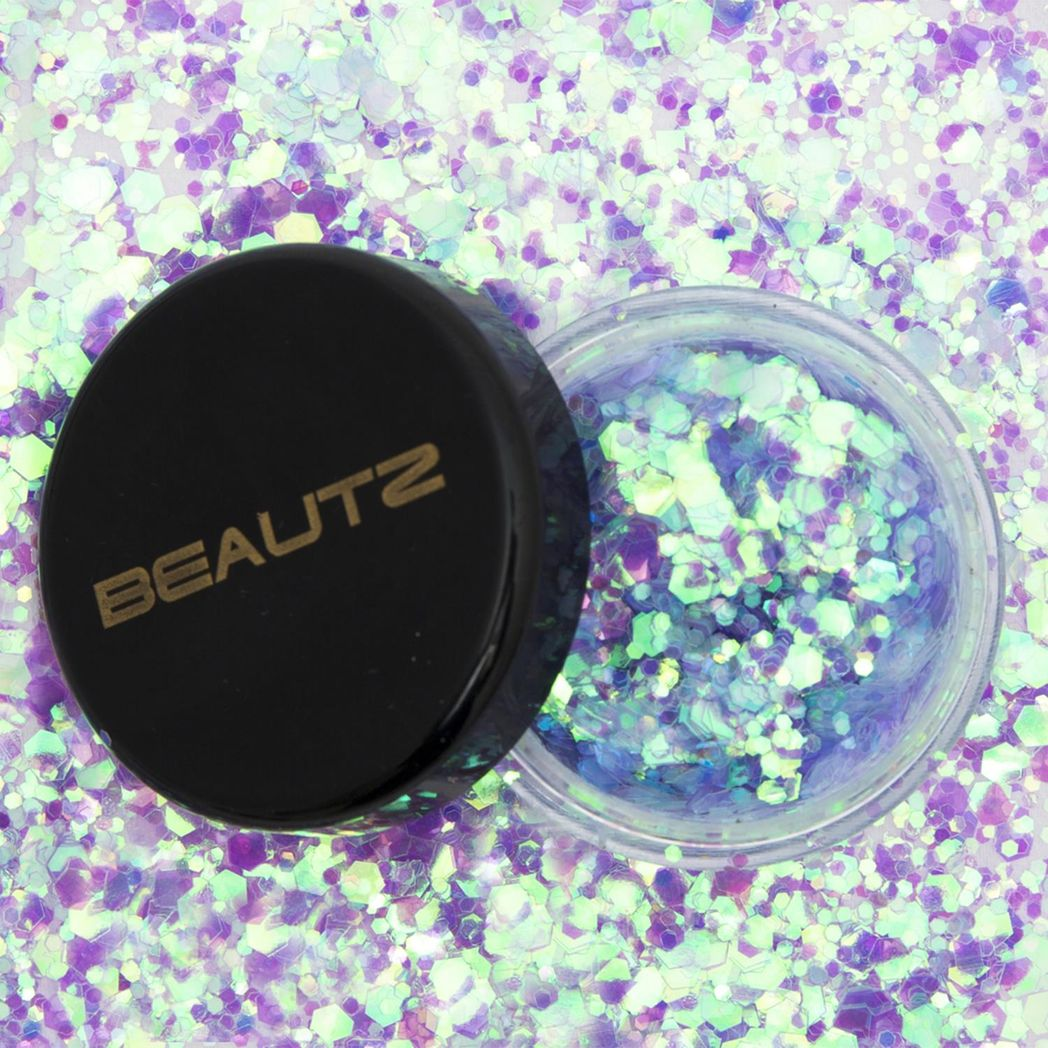 Beautz Chunky Cosmetic Glitter 10ml Pot with 5g Glitter – Nail Art & Body Art, Unicorn