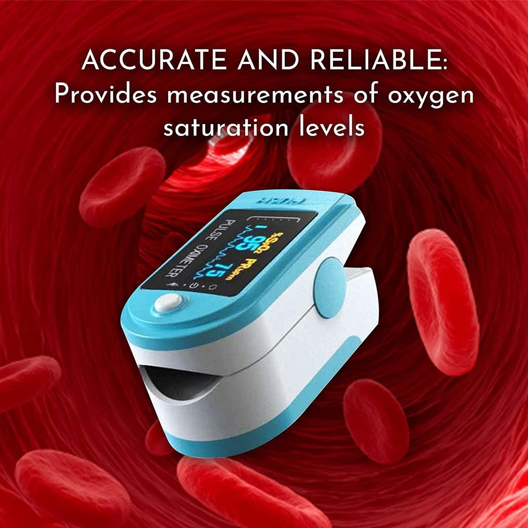 Aquarius Finger Pulse Oximeter V2 with SpO2 & Heart Rate Readings, Lanyard & Case – FDA Approved, Blue