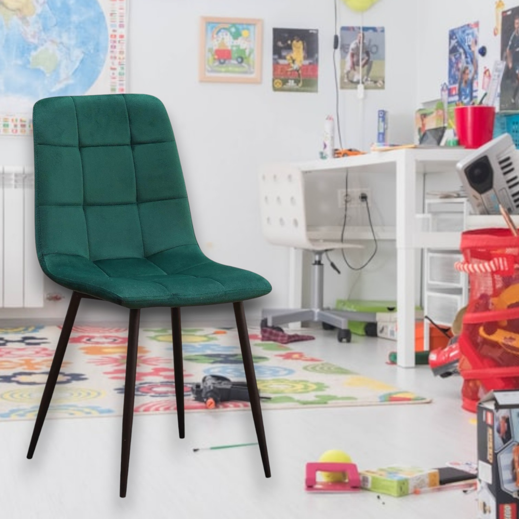 AcaciaHome Velvet Padded Dining Chair with Metal Legs