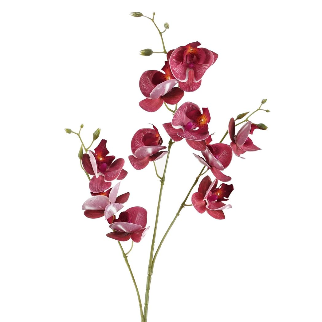 Leaf Pack of 6 Dark Pink Artificial Mini Orchid Stems, 80cm with 10 Flowers Each – Wired Faux Flowers
