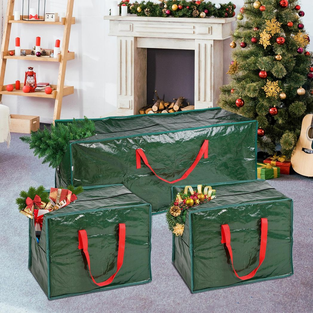 Vinsani 3 Piece Christmas Tree Storage Bags for Trees up to 7ft – Water-Resistant, Dust-Proof with Zip Closure