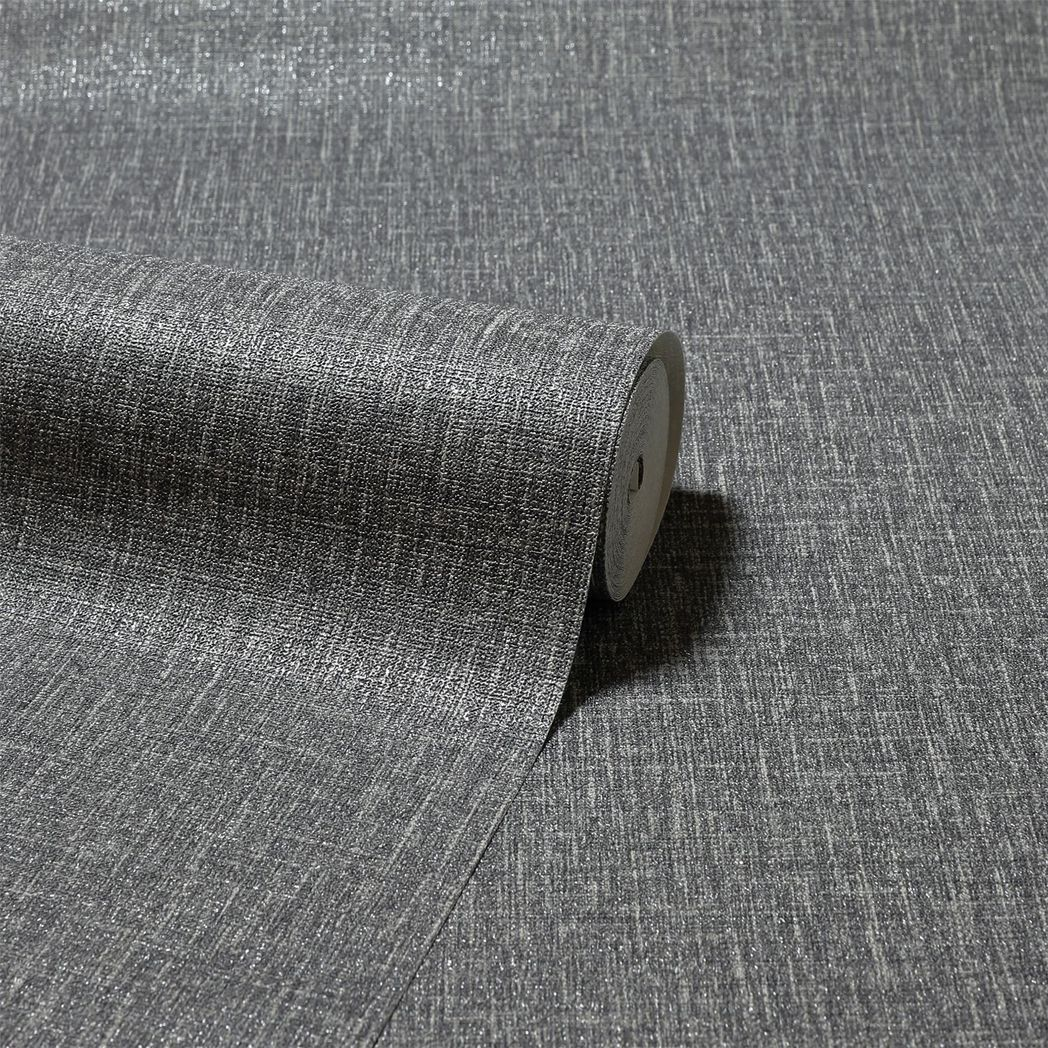 Arthouse Country Plain Heavyweight Vinyl Wallpaper – Strippable, Hardwearing Charcoal with Metallic Shimmer