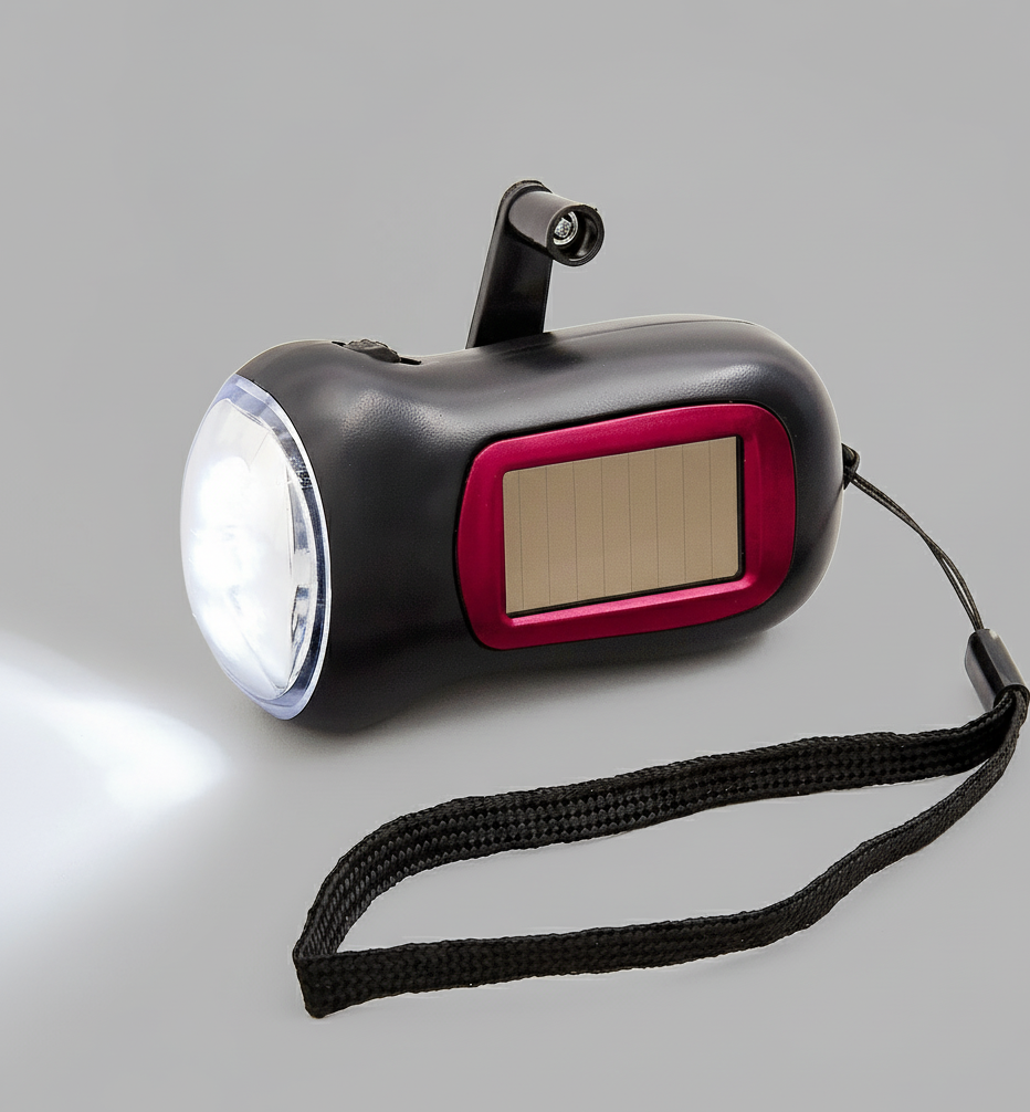 Avilo Wind-Up Solar Flashlight – Battery-Free Torch for Home, Camping & Power Cuts
