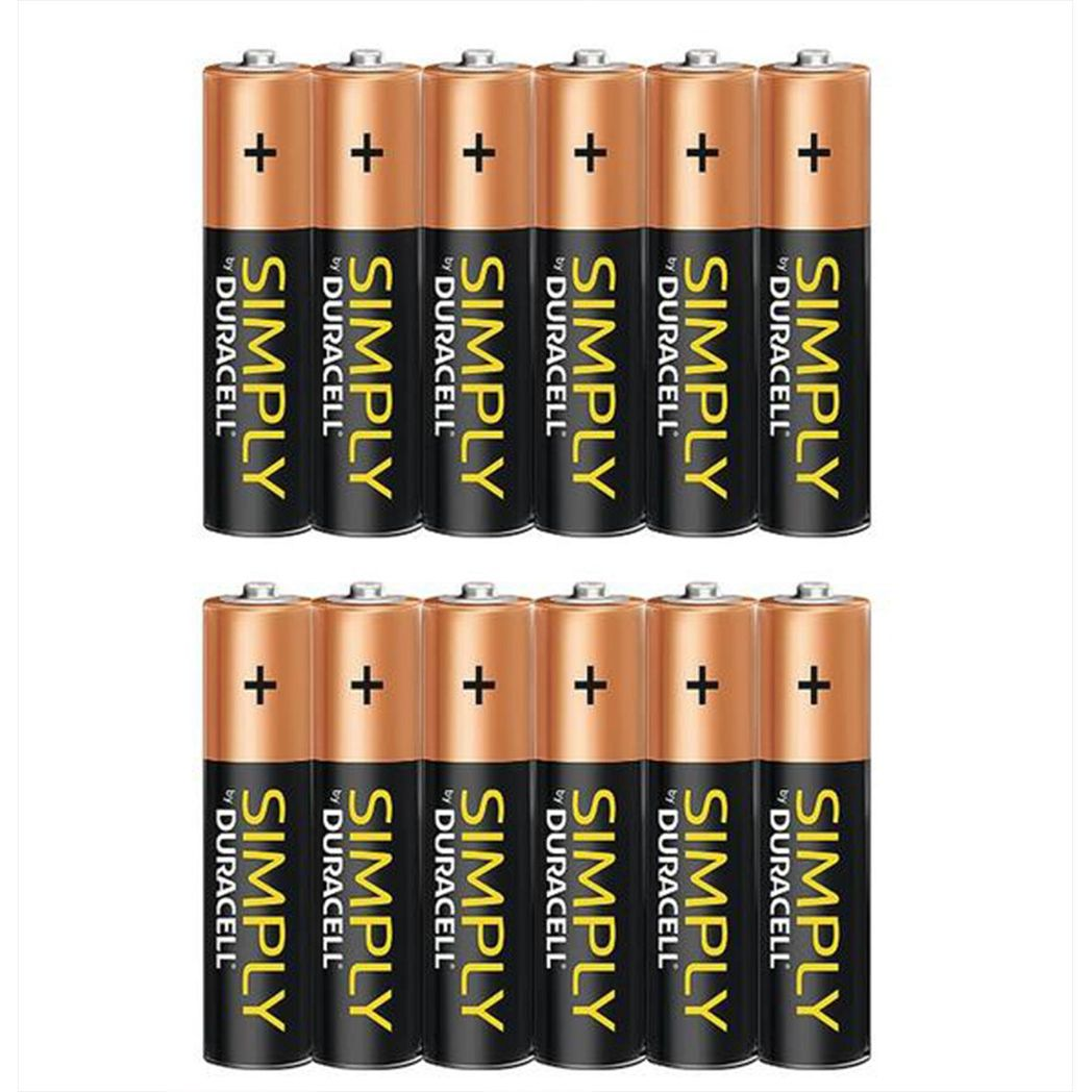 Duracell Simply AA Alkaline Batteries, 12 Pack – Long-Life Non-Rechargeable Power for Toys and Tools