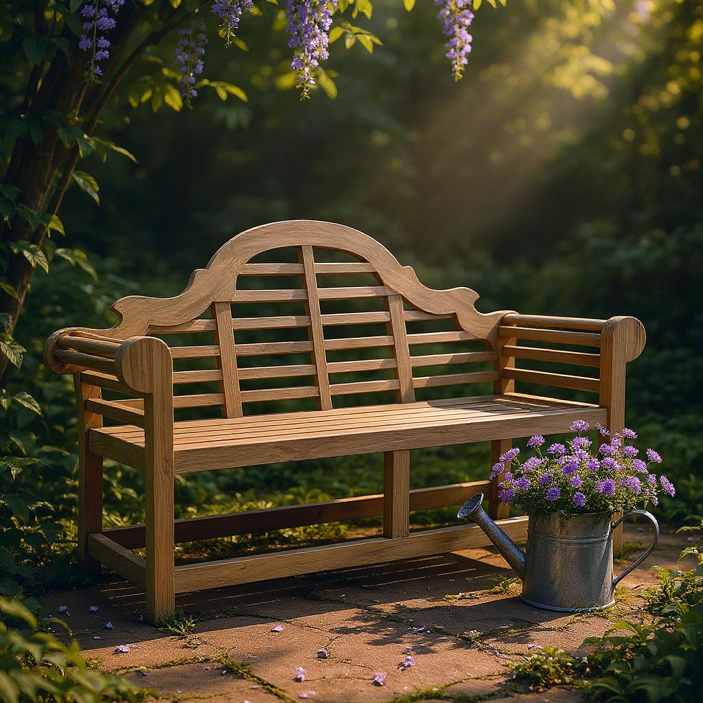 AcaciaHome FSC Teak Lutyens Garden Bench with Curved Backrest – Weather-Resistant Hardwood Seating, 168cm