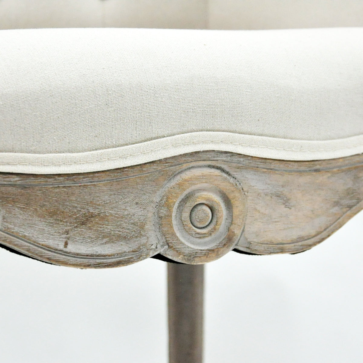 MSL Cream Linen Tub Chair with Beech Wood Frame – Mid-Century Barrel Accent Armchair for Living Room or Office