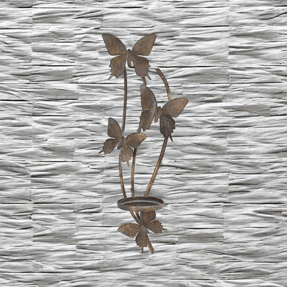 Gold Butterfly Wall-Mounted Candle Holder – 9cm Metal Wall Decor Accent