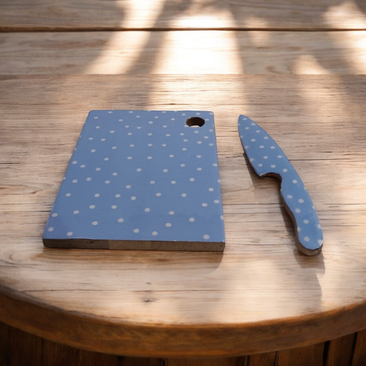 23cm Non-Slip Chopping Board with Knife – Compact Non-Stick MDF Kitchen Prep Board