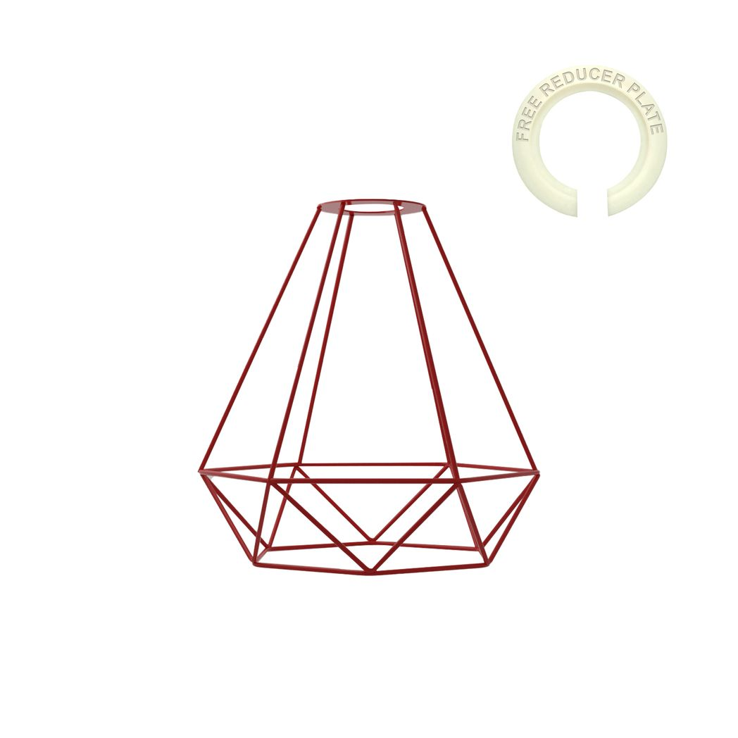 Red Wire Cage Industrial Pendant Shade