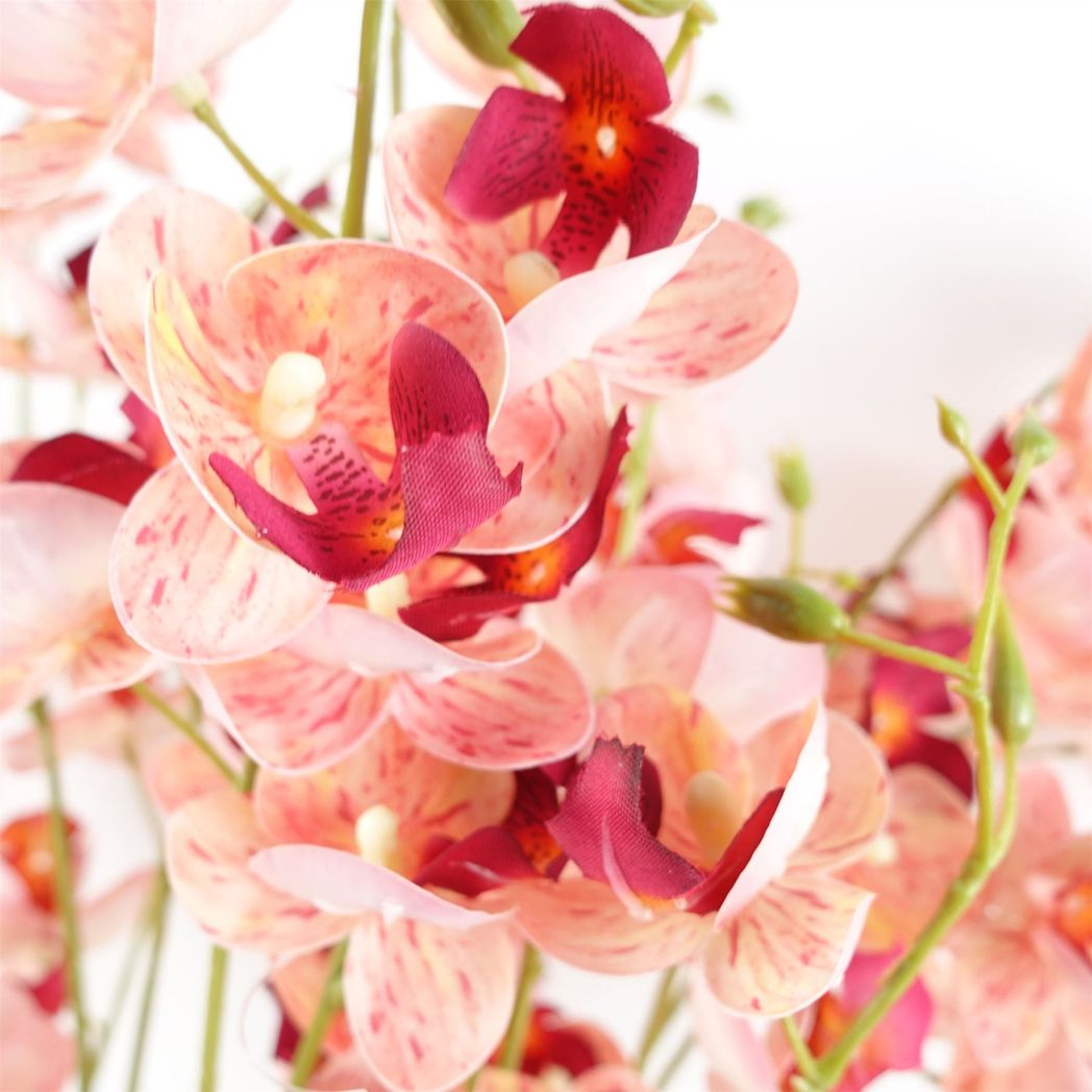 Leaf Pack of 6 Pink Artificial Mini Orchid Stems, 80cm – Wired Faux Flowers for Arrangements