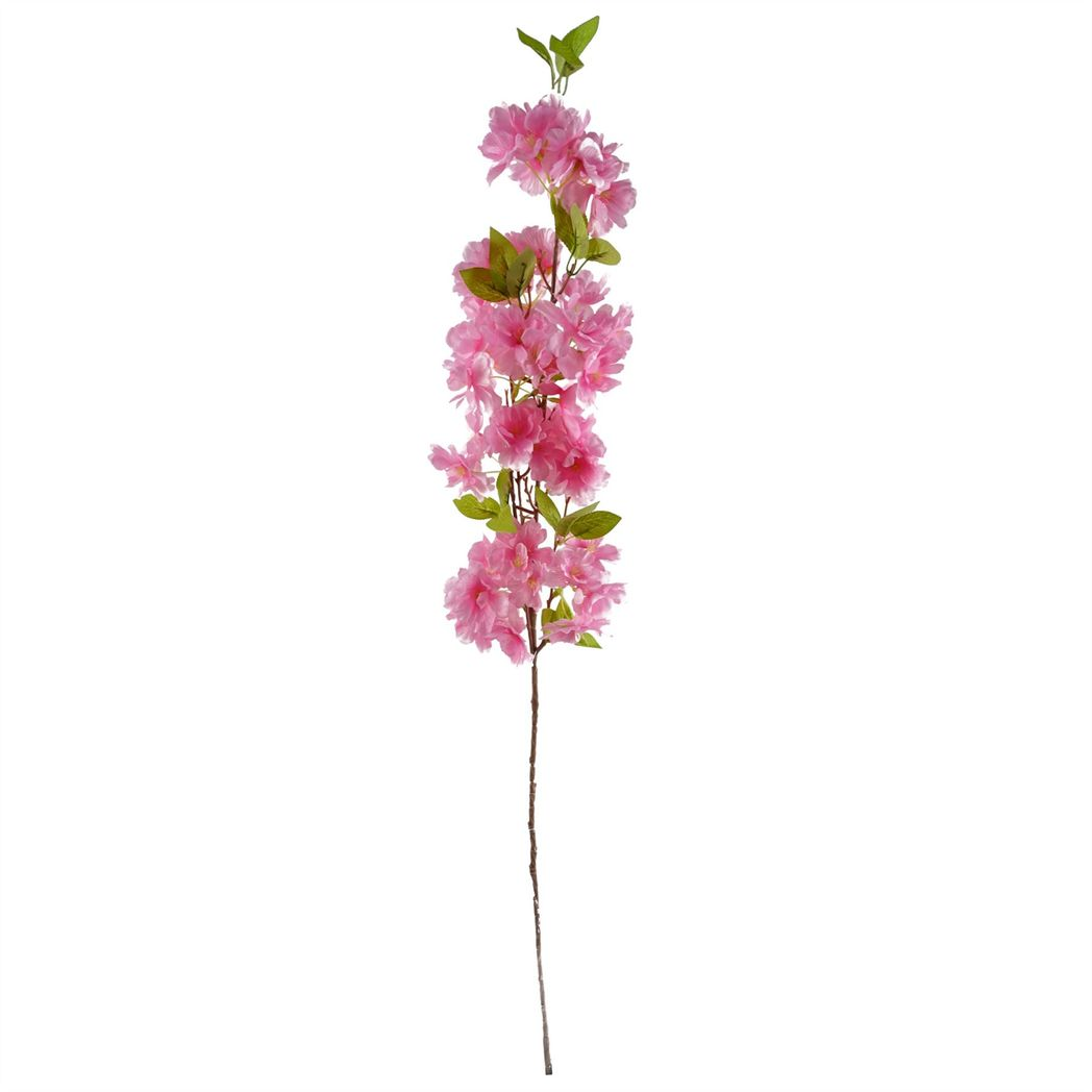 Pack of 6 Artificial Pink Blossom Stems, 100cm with Silk Flowers and Leaves – Home Floral Decor
