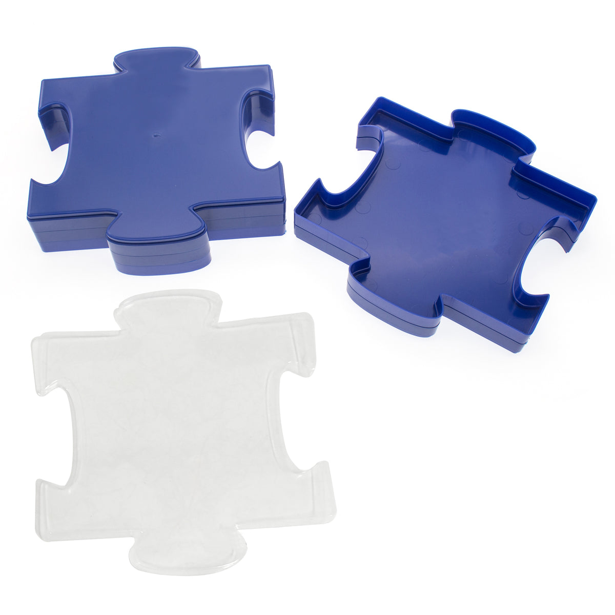 Avilo Set of 6 Stackable Trays – Space-Saving Puzzle-Shaped Linking Storage Trays, Blue