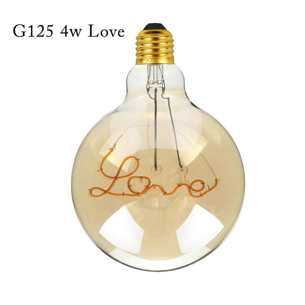 LEDSONE G125 4W LED Filament Bulb, E27 Edison Screw – Retro Curly Filament Heart-Shaped Style, Warm White
