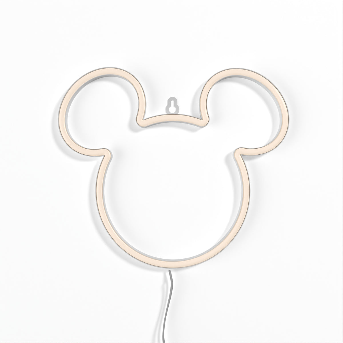 YELLOWPOP Disney Mickey Mouse Face LED Neon Sign – USB Powered Wall or Shelf Light, White Glow