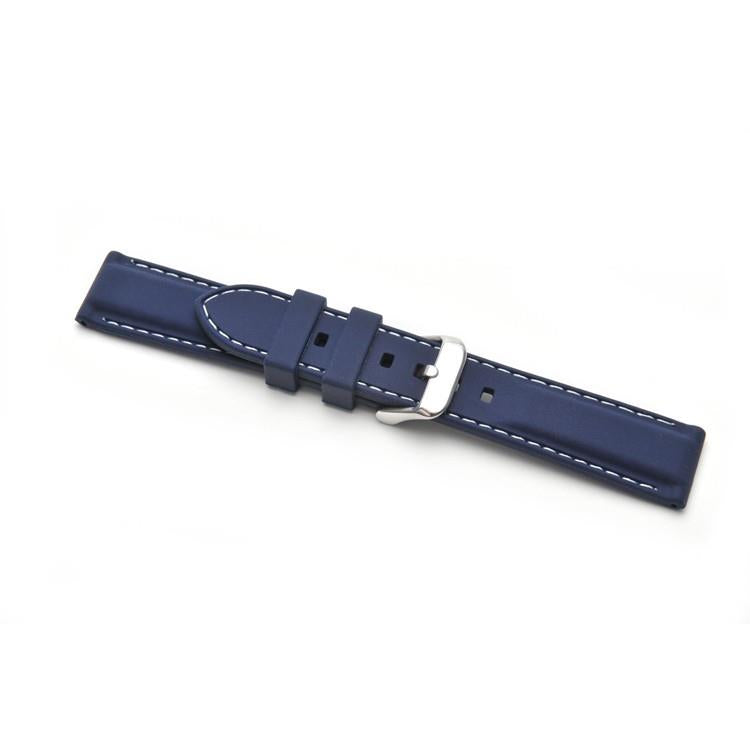 DK Blue Silicone Watch Strap with White Stitching, 22mm – Replacement Watch Band, Ref 8203/22