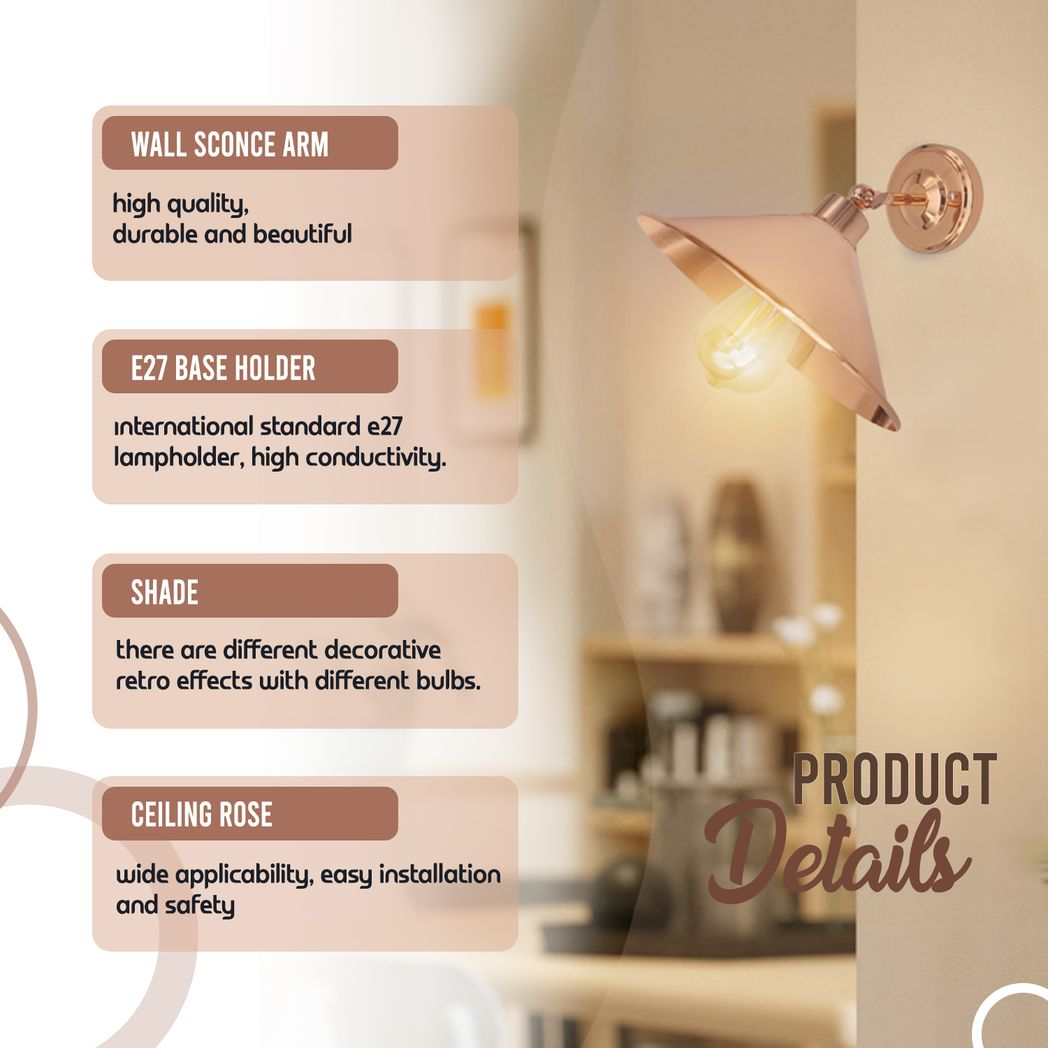 Rose Gold Retro Metal Lamp, E27