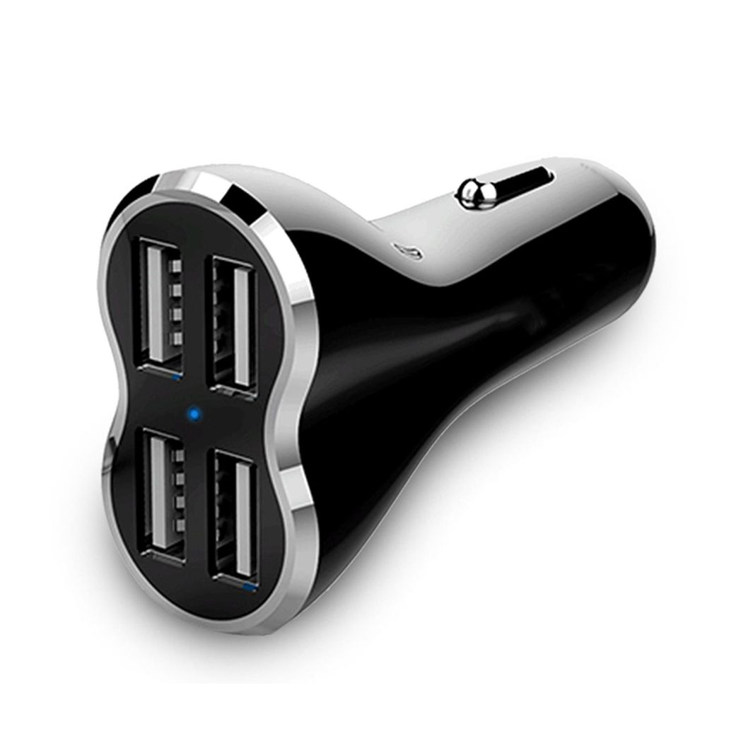 Aquarius 4-Port Universal USB Car Charger with 50W Output & LED Indicator – Fast In-Car Charging, Black