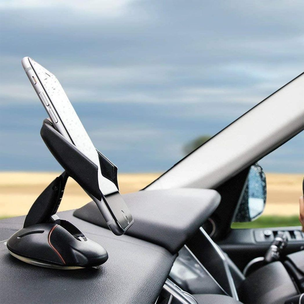 Aquarius Universal Beetle Car Phone Mount with Rotating Clamp – Dashboard & Windscreen Holder, Silicone Suction