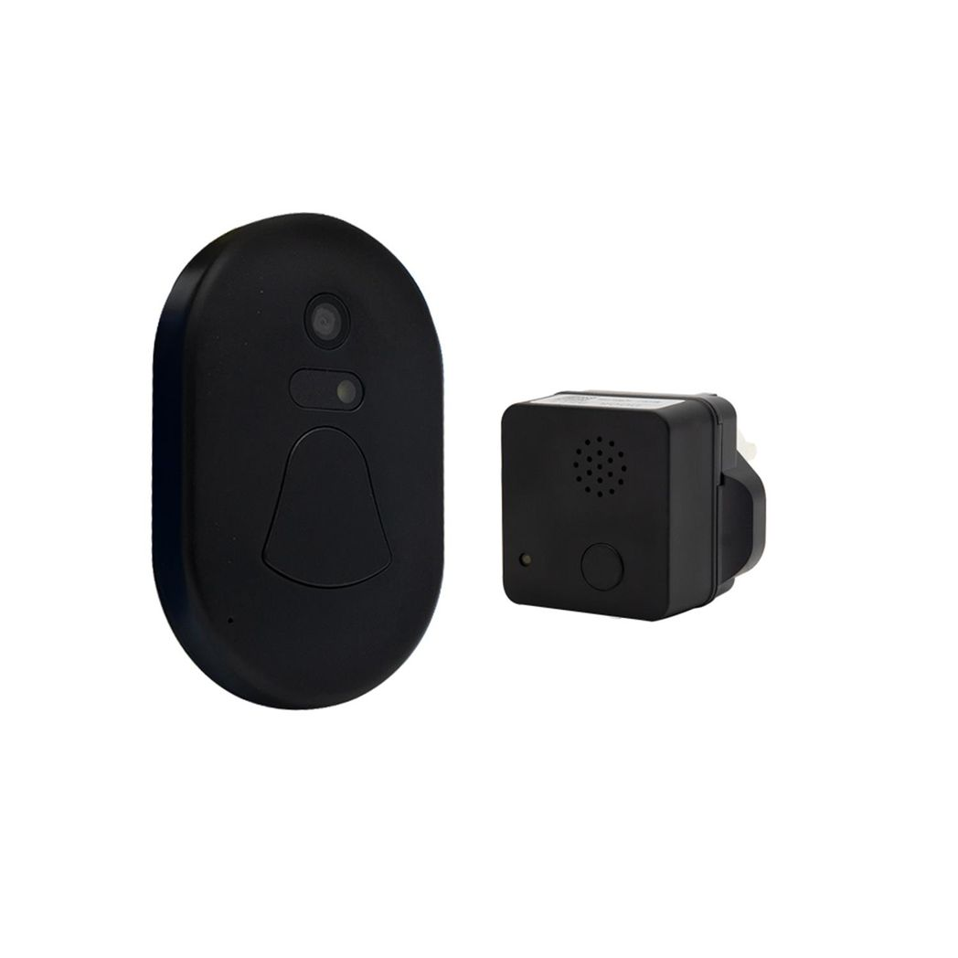Aquarius Wireless WiFi Smart Video Doorbell with Night Vision & Two-Way Audio – Anti-Theft Alarm, Black