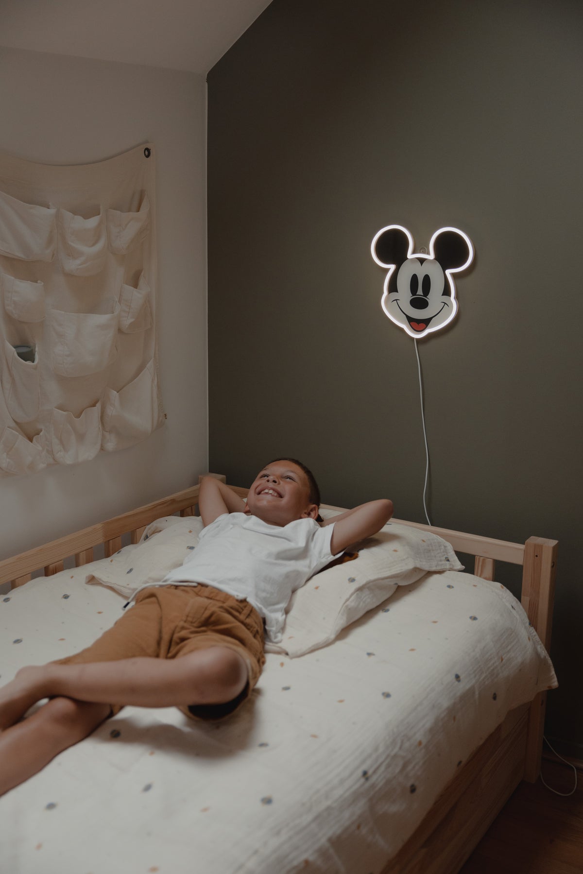 YELLOWPOP Disney Mickey Face LED Neon Sign – White Glow USB Licensed Wall Light with Acrylic Backing
