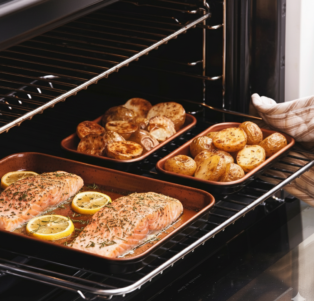 Avilo Ceratitanware Non-Stick Carbon Steel Oven Trays, Set of 3 – 2 Small and 1 Large