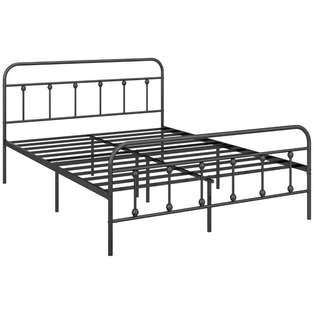 Double Metal Bed Frame with Built-In Slats – Sturdy Non-Squeak Frame for 140cm Mattress