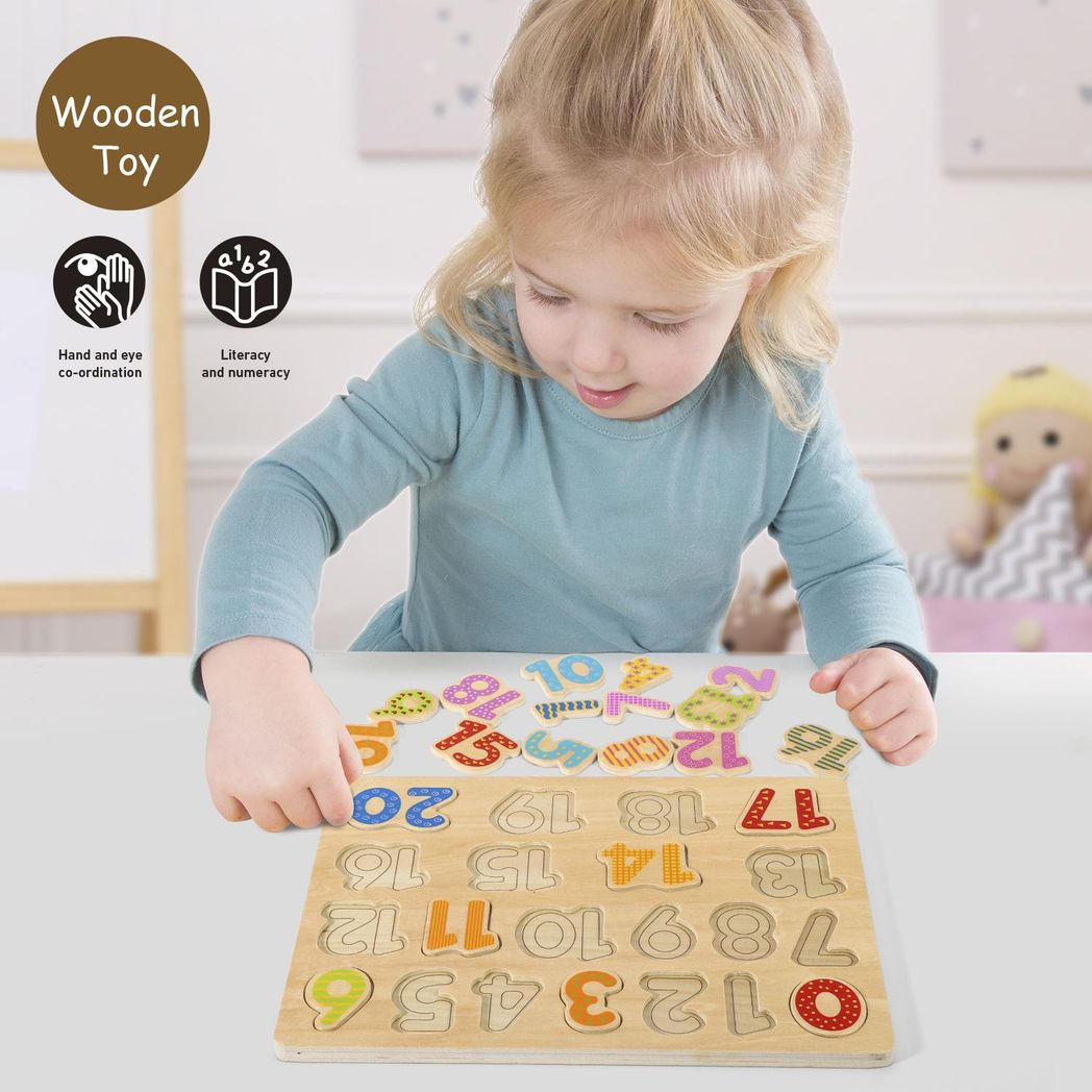 SOKA Wooden Number Board with Numbers 1–20 – Pre-Math Learning Toy for Kids