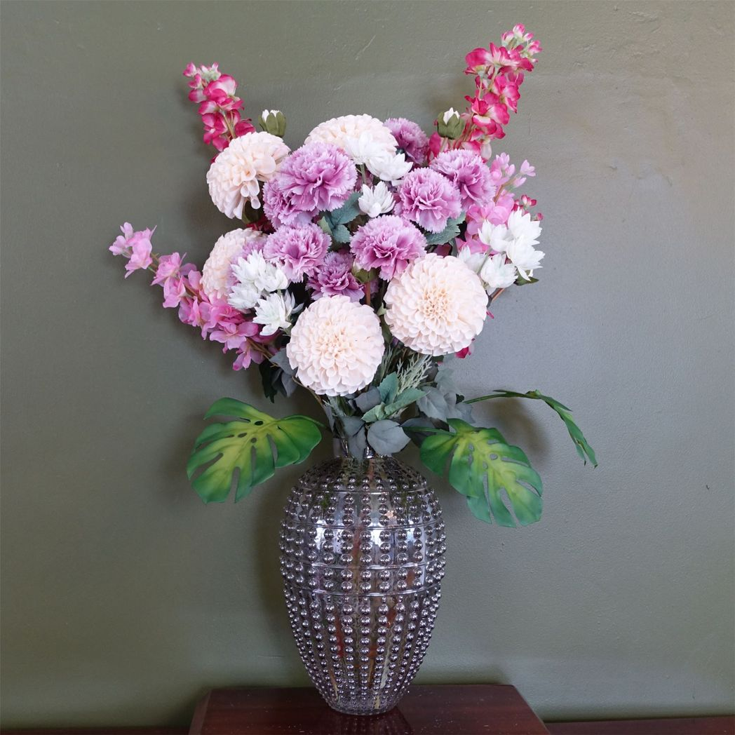 35cm Smoke Grey Bubble Glass Vase – Decorative Home Accent, Grey