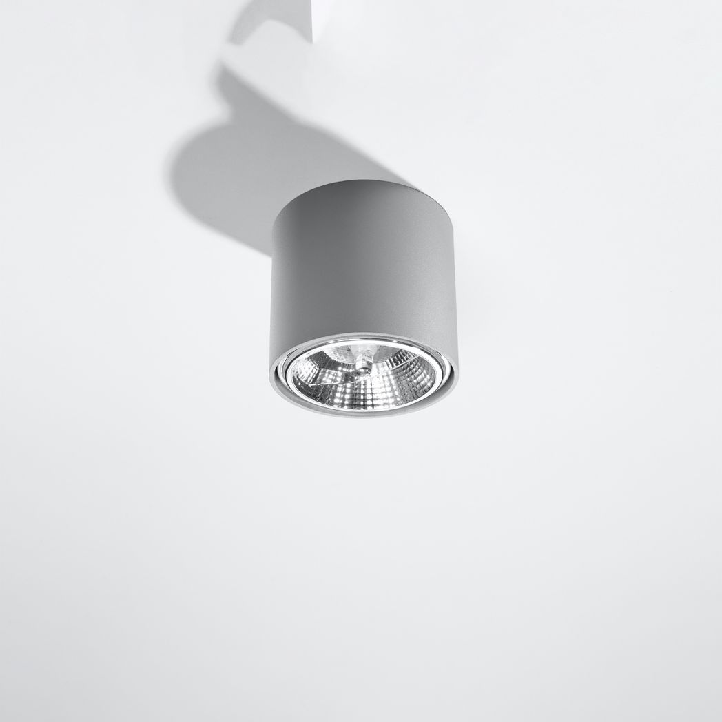 Sollux Lighting Tiube Aluminium Ceiling Light with GU10 Spot – Modern Design, Grey